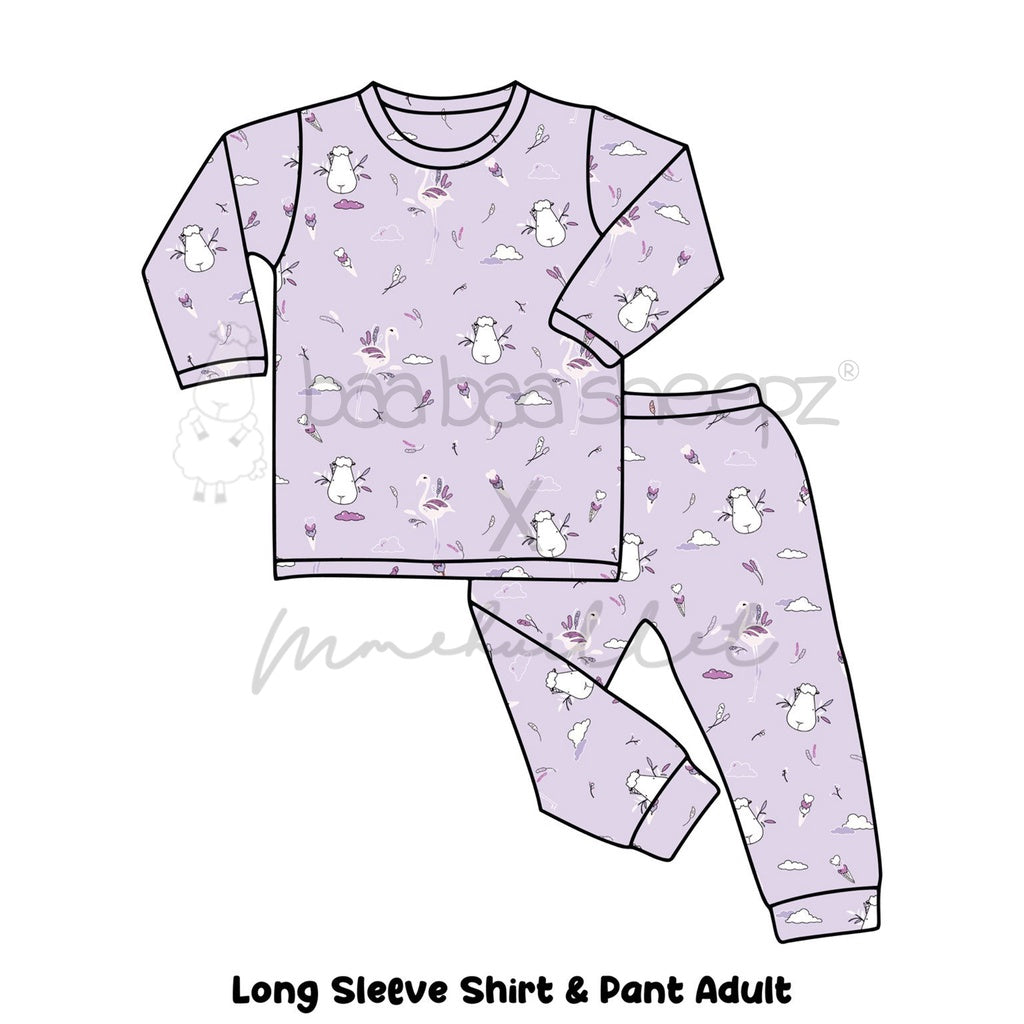 PYJAMAS SET ADULT FLAMINGO / PIYAMA LENGAN PANJANG DEWASA MMEHUILLET BAABAASHEEPZ