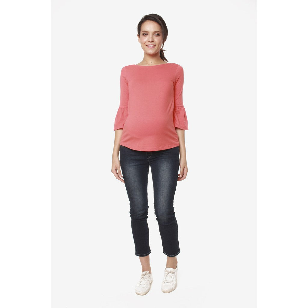 Spring Maternity Long Bell Sleeves Aada Top Black & Navy / Baju Hamil Premium