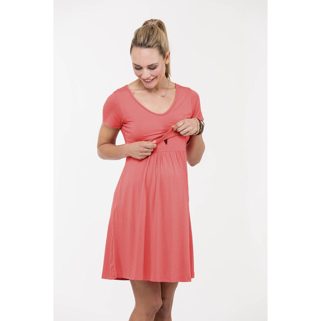 Spring Maternity Short Sleeves Betsy V Neck Dress / Baju Hamil Menyusui Premium