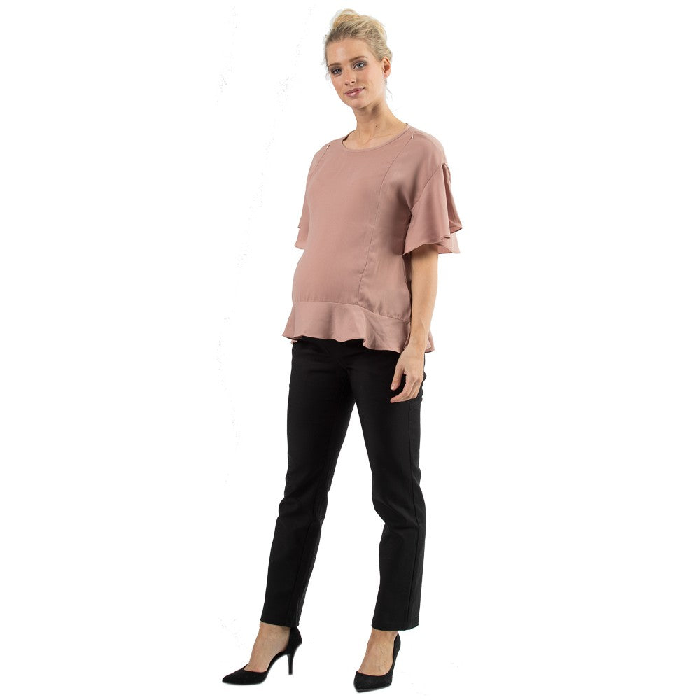 Spring Maternity Flounce Sleeves Derby Top Dust Pink / Baju Hamil Impor / ETN2002