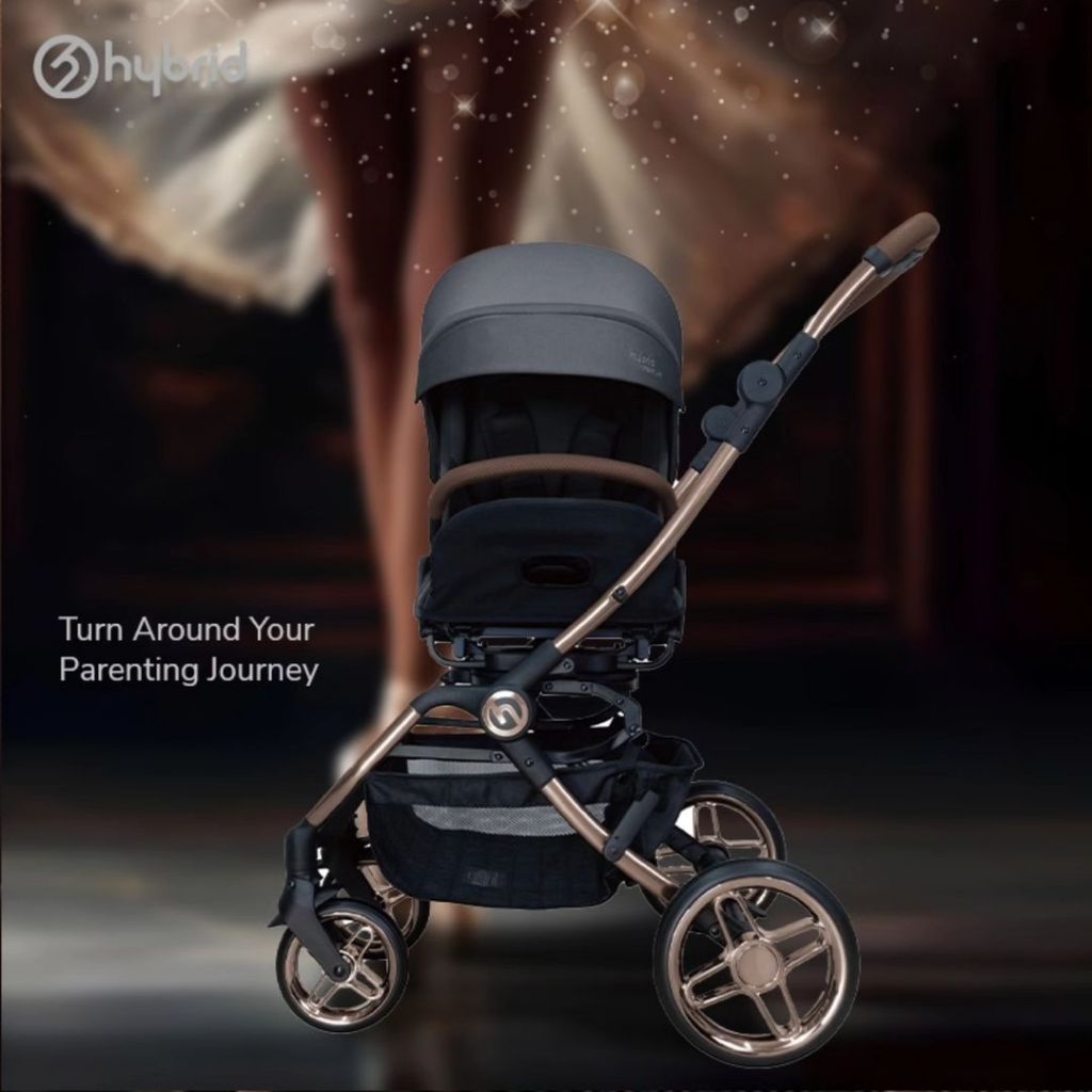 Hybrid Stroller Turn Black Anodized Chassic (Include Raincover + Cup Holder + Front Armrest)