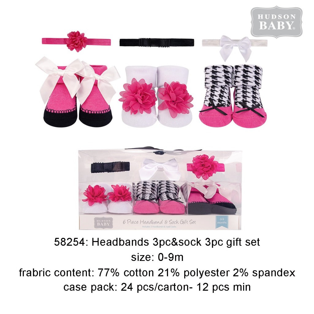 Luvable Friends Baby Headband & Sock Gift Set 6pc / Headband Kaos Kaki Baby Luvable Friends