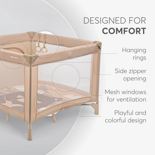 Kikkaboo Baby cot Playpen/ Babycots Kikkaboo -Enjoy Beige Bear/Enjoy Grey Cat/Enjoy Mint Dino