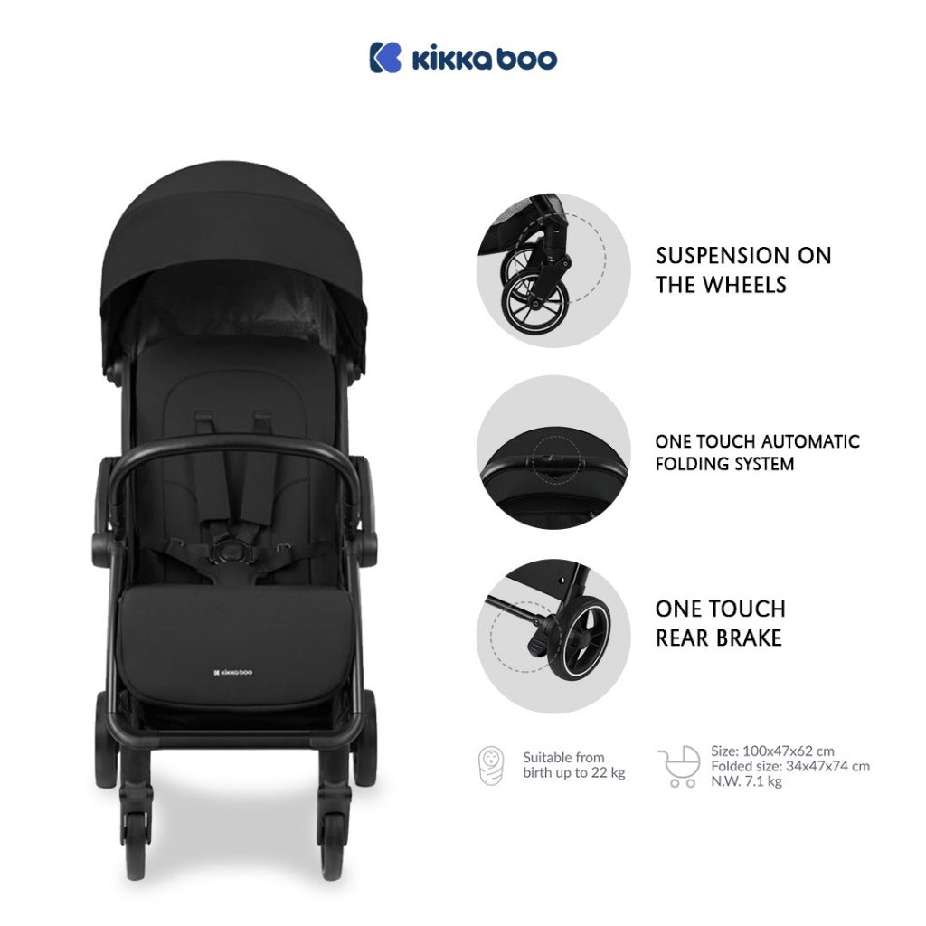 Kikkaboo Auto Folding Pushchair Ciela Black / Stroller Anak