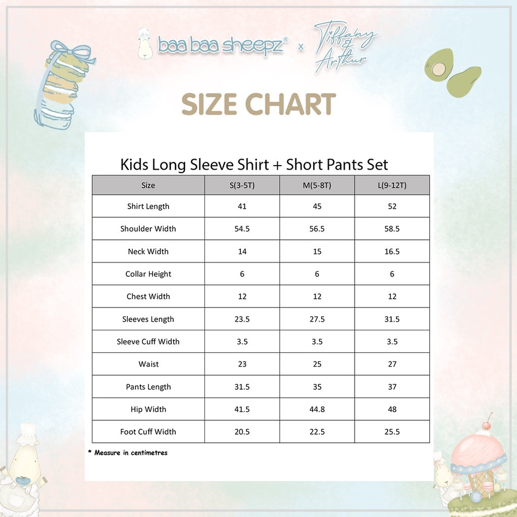 Baa Baa Sheepz x Tiffany - Kids Long Sleeve Shirt + Shorts Pant Chef Baa Baa