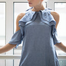 COLD SHOULDER DEBBIE DRESS BLUE