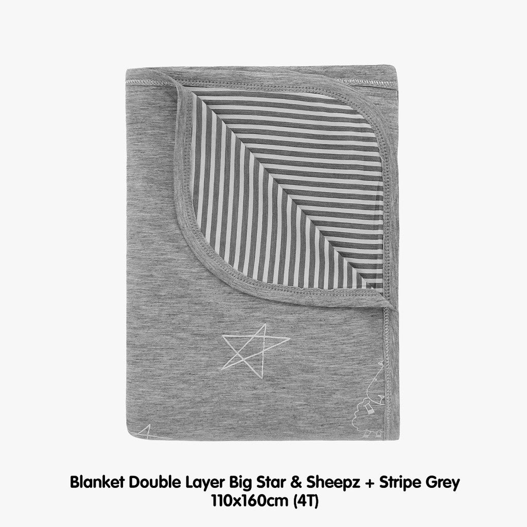 Double Layer Blanket Grey 4T 110X160CM Baa Baa Sheepz / Selimut Anak Baa Baa Sheepz