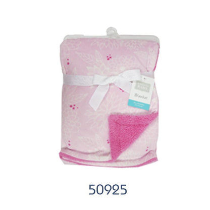 Luvable Friends Bed Printed Mink W/Sherpa Backing Floral / Selimut Anak Premium