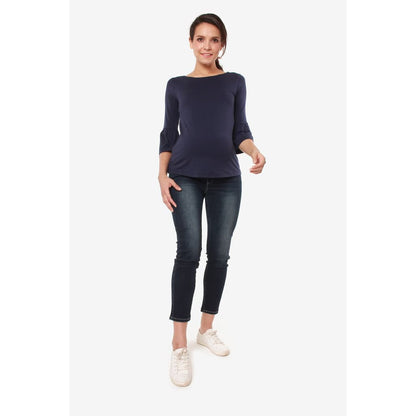 Spring Maternity Long Bell Sleeves Aada Top Black & Navy / Baju Hamil Premium
