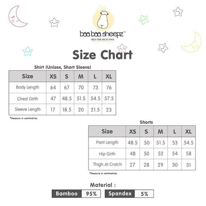 Pyjamas Set Bamboo Short Sleeve White Baa Baa Sheepz / Piyama Dewasa, Baju Tidur Baa Baa Sheepz