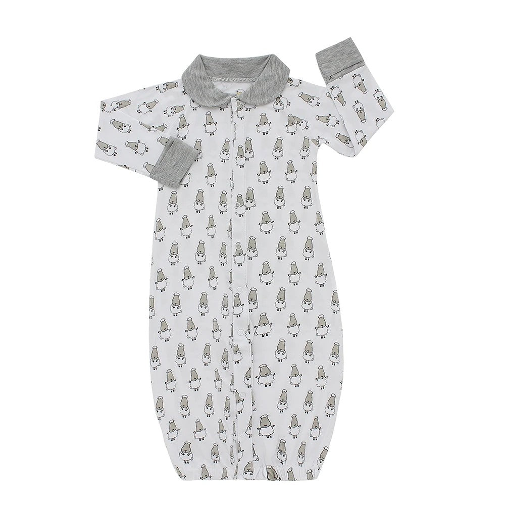 Convertible Gown & Romper  White Baa Baa Sheepz / Romper 2 in 1 Anak Bamboo Cotton Baa Baa Sheepz