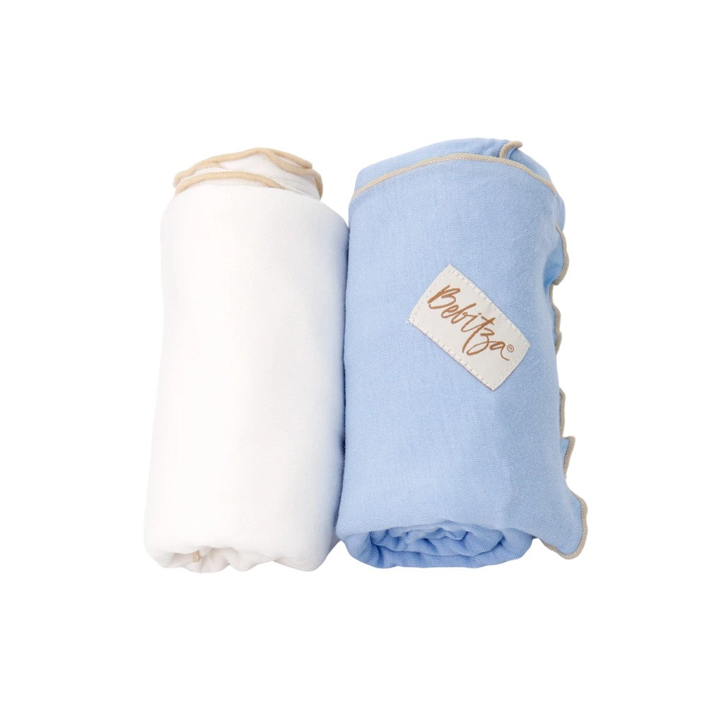 Bebitza 2 pack Bamboo Baby Wrap - Cream Blue /  Bedongan Bayi Import