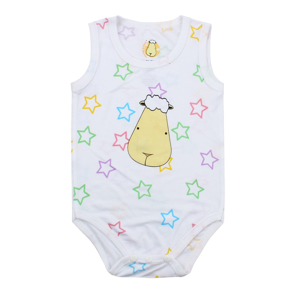 Romper Sleeveless Onesie Colourful Star White / Romper Onesie Baabaasheepz