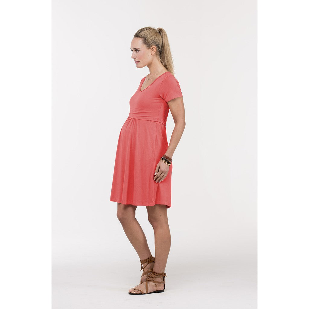 Spring Maternity Short Sleeves Betsy V Neck Dress / Baju Hamil Menyusui Premium