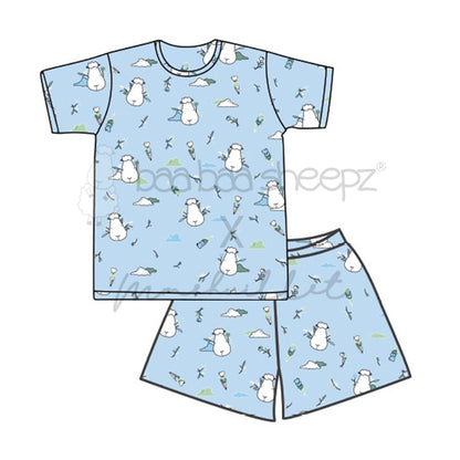PYJAMAS SET SHORT SLEEVE SHIRT & PANTS FLAMINGO / PIYAMA DEWASA FLAMINGO BAABAASHEEPZ