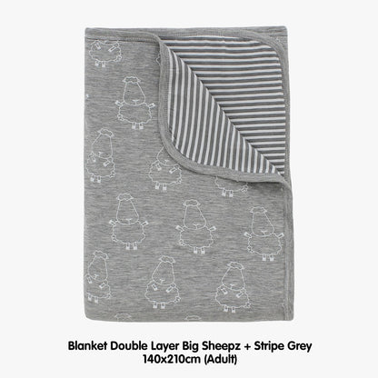 Double Layer Blanket Grey Adult 140x210CM Baa Baa Sheepz / Selimut Dewasa Baa Baa Sheepz