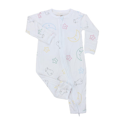 Romper Zipper White Baabaasheepz  / Romper Bayi Resleting Baabaasheepz