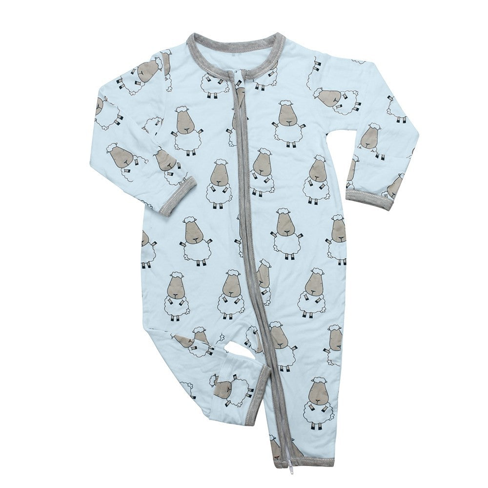 Romper Zipper White Baabaasheepz  / Romper Bayi Resleting Baabaasheepz