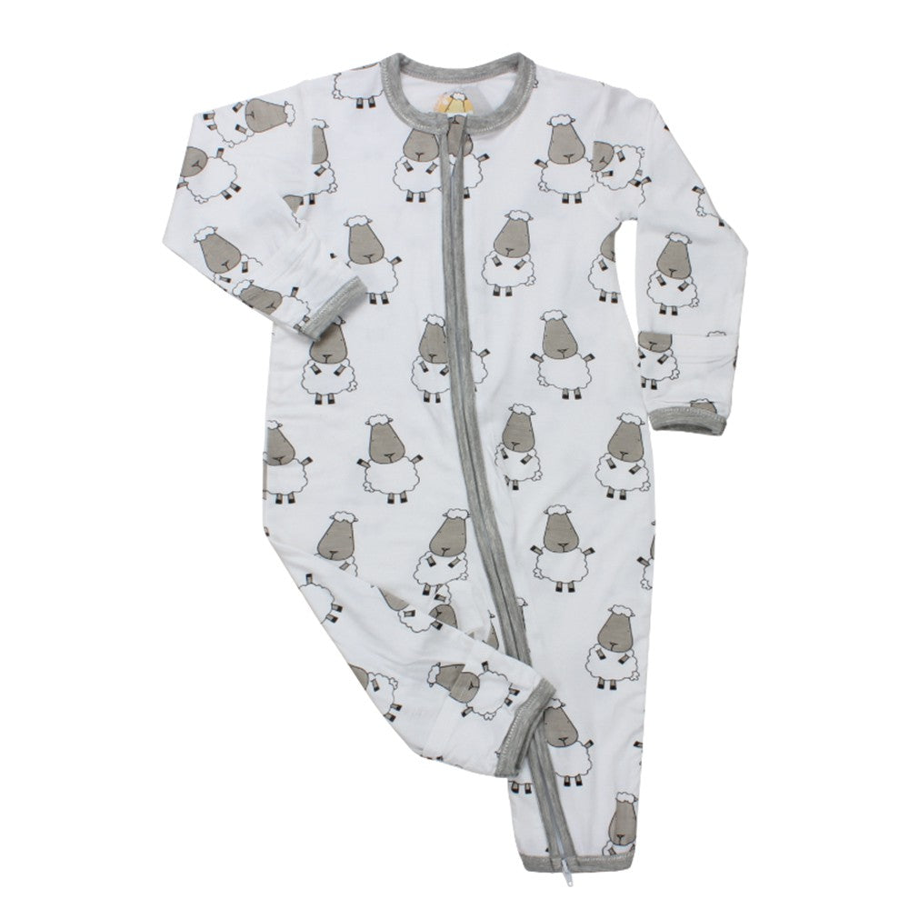 Romper Zipper White Baabaasheepz  / Romper Bayi Resleting Baabaasheepz