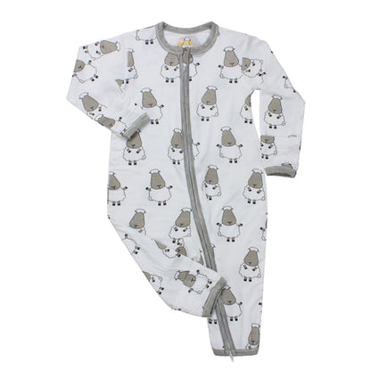Romper Zipper White Baabaasheepz  / Romper Bayi Resleting Baabaasheepz