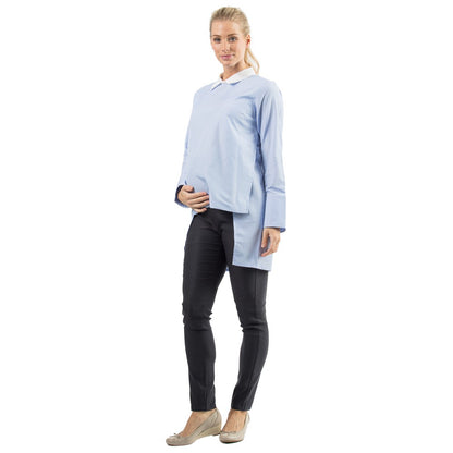Bove Long Sleeves Dawn Hi Lo Shirt Top Blue / Baju Menyusui Impor
