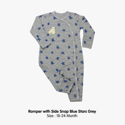 Baabaasheepz Bamboo Romper Side Snap Grey / Romper Kancing Kanan Anak Baabaasheepz