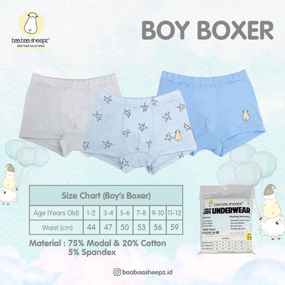 UNDERWEAR BOY BOXER FOR KIDS BAABAASHEEPZ / CELANA DALAM ANAK