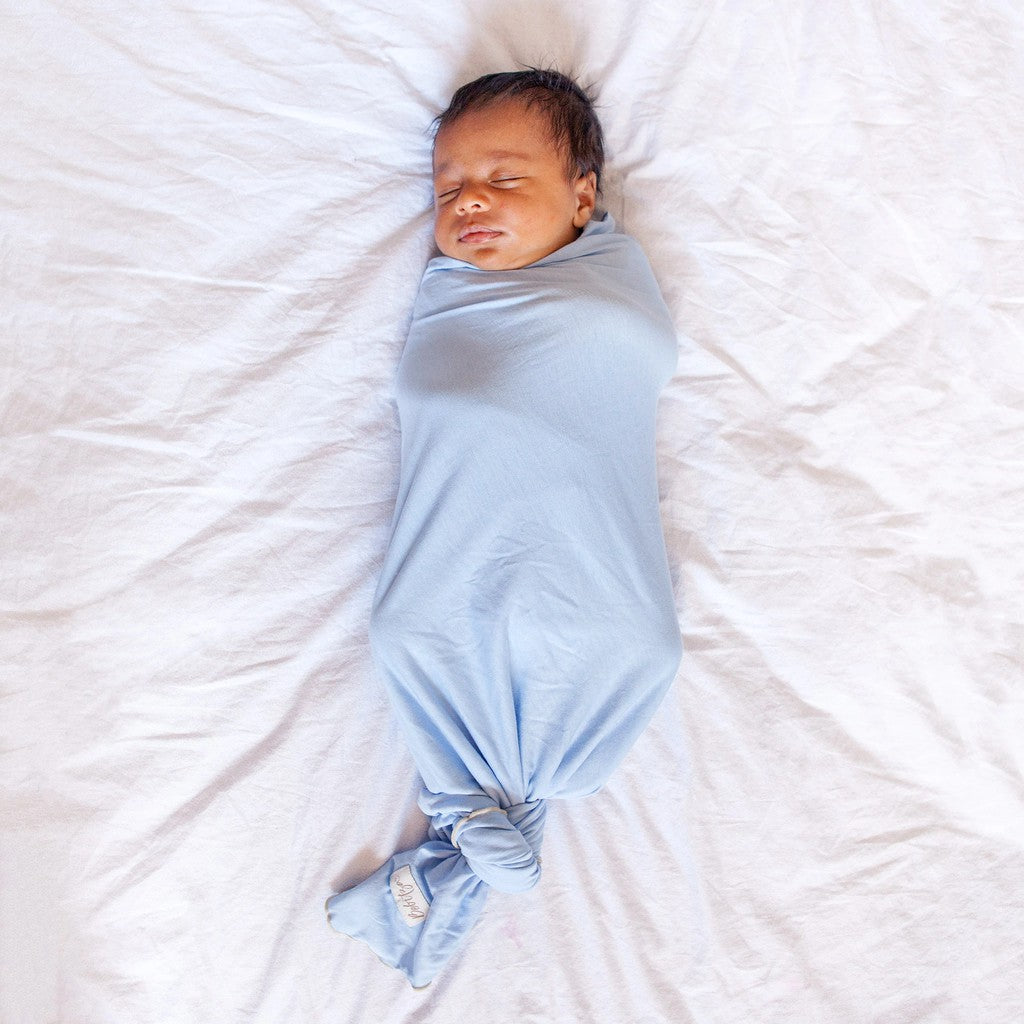Bebitza 2 pack Bamboo Baby Wrap - Cream Blue /  Bedongan Bayi Import