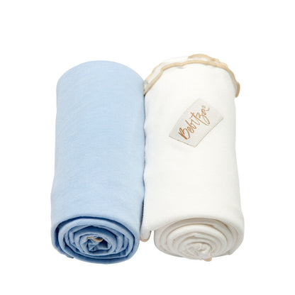 Bebitza 2 pack Bamboo Baby Wrap - Cream Blue /  Bedongan Bayi Import