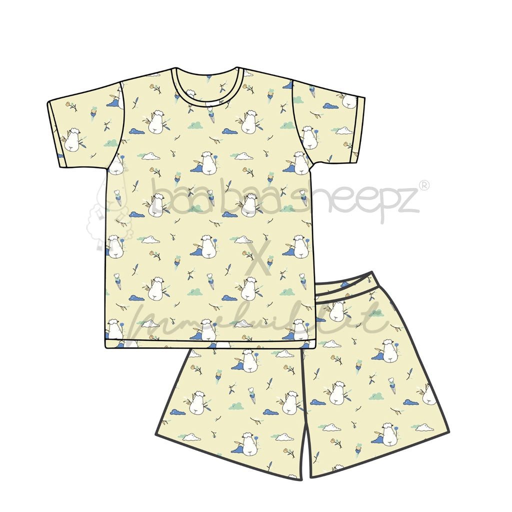 PYJAMAS SET SHORT SLEEVE SHIRT & PANTS FLAMINGO / PIYAMA DEWASA FLAMINGO BAABAASHEEPZ