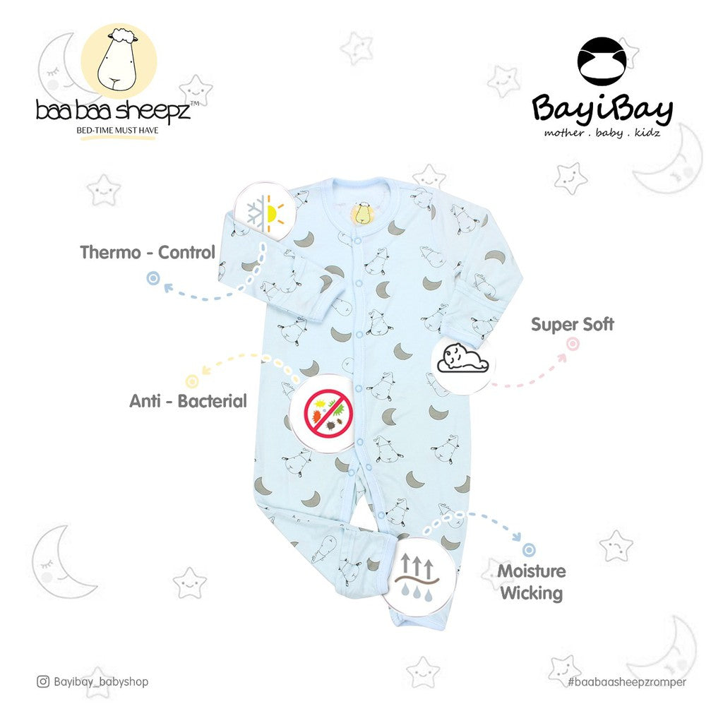 Baabaasheepz Bamboo Romper Snap Small Moon / Romper Anak Lengan Panjang Baabaasheepz