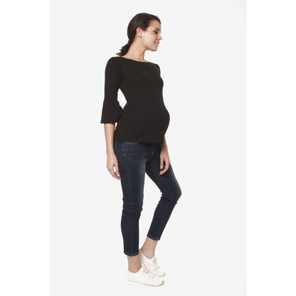 Spring Maternity Long Bell Sleeves Aada Top Black & Navy / Baju Hamil Premium