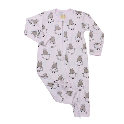 Romper Zipper White Baabaasheepz  / Romper Bayi Resleting Baabaasheepz