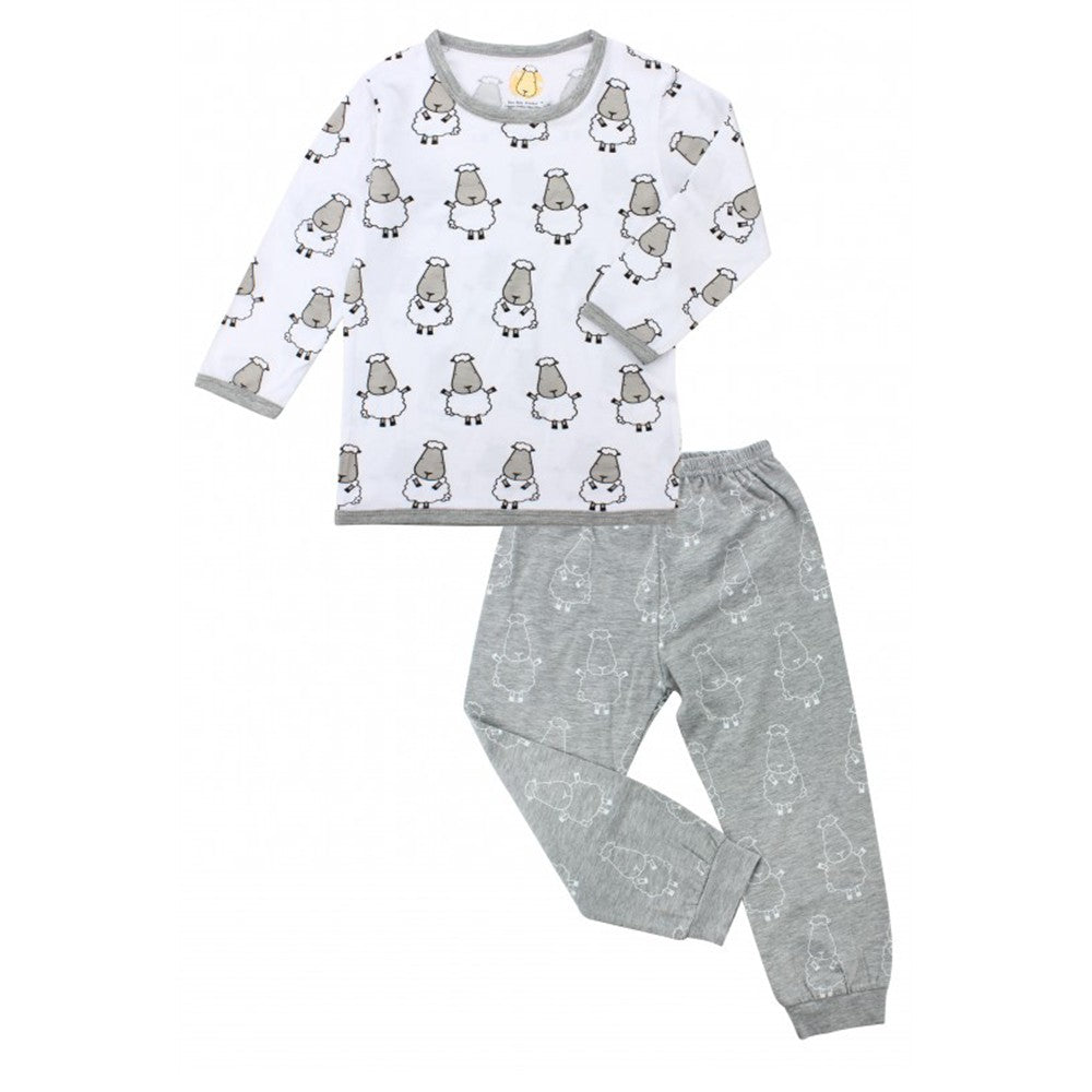Pyjamas Bamboo Set White Big Sheepz  / Pyjamas Anak / Baju Tidur Anak Baa Baa Sheepz