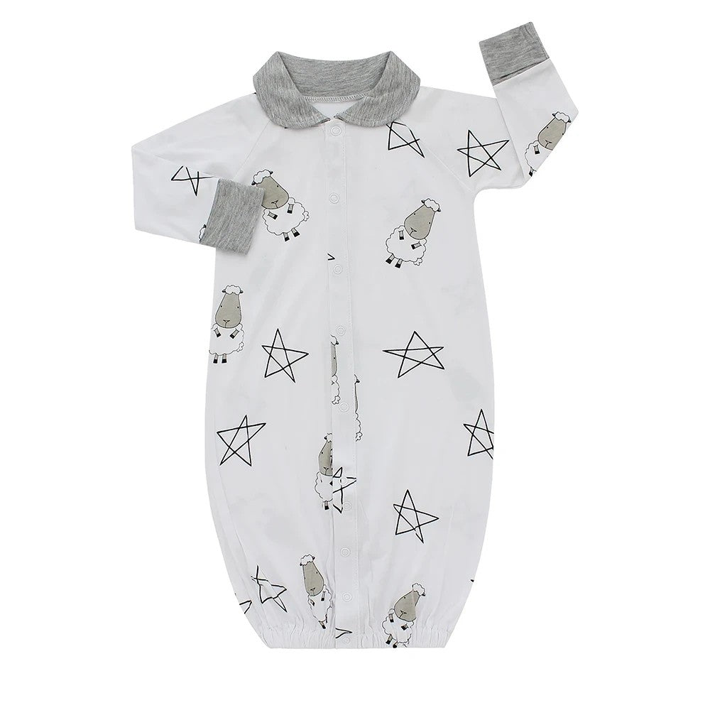 Convertible Gown & Romper  White Baa Baa Sheepz / Romper 2 in 1 Anak Bamboo Cotton Baa Baa Sheepz