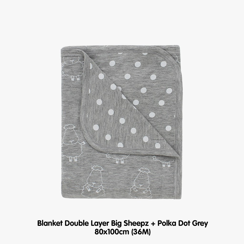 Double Layer Blanket Grey 36M Baa Baa Sheepz / Selimut Bayi 80X100cm