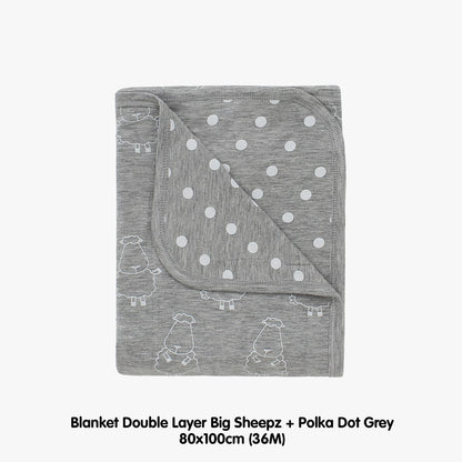 Double Layer Blanket Grey 36M Baa Baa Sheepz / Selimut Bayi 80X100cm