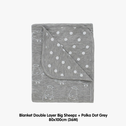 Double Layer Blanket Grey 36M Baa Baa Sheepz / Selimut Bayi 80X100cm