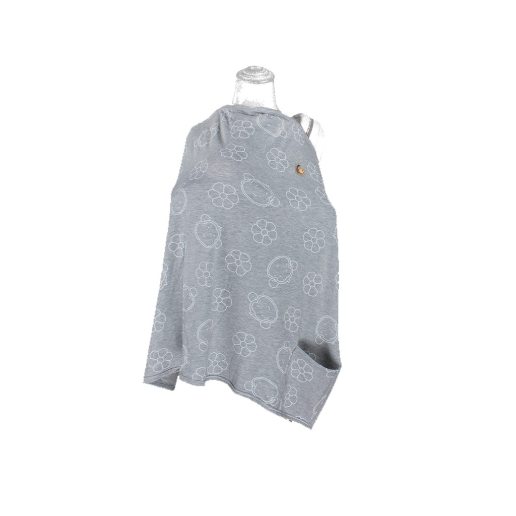 Baabaasheepz Bamboo Nursing Cover Grey Mooky Flower Baabaasheepz / Apron / Bedong / Selimut Bayi