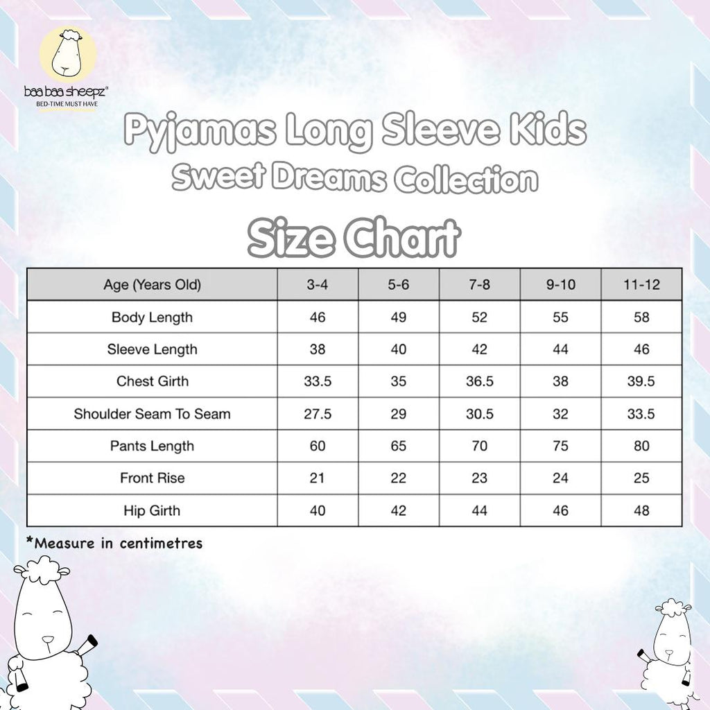 BBS Pyjamas Set Sweet Dreams Baa Baa Pink Blue Kids