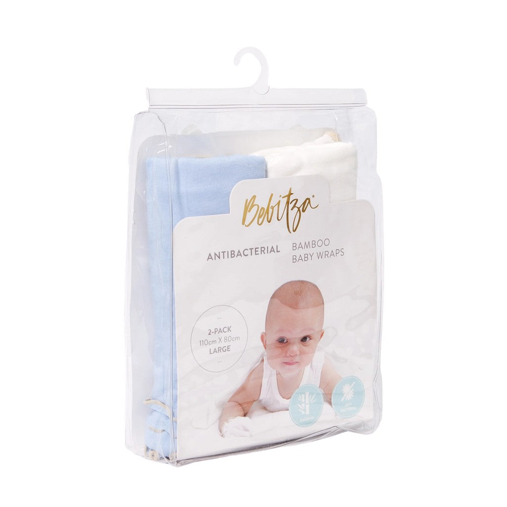 Bebitza 2 pack Bamboo Baby Wrap - Cream Blue /  Bedongan Bayi Import