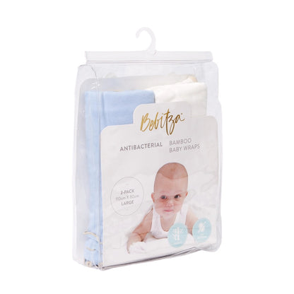 Bebitza 2 pack Bamboo Baby Wrap - Cream Blue /  Bedongan Bayi Import