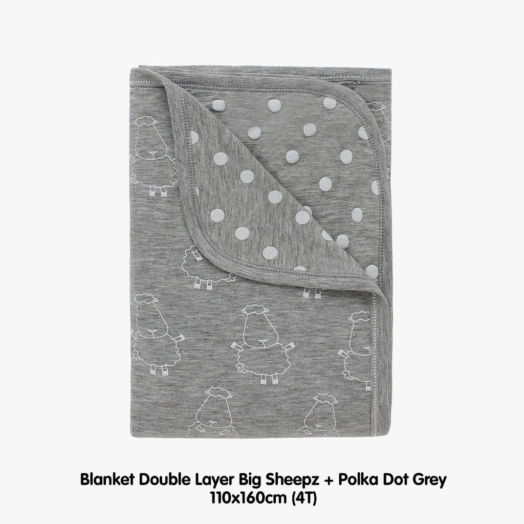Double Layer Blanket Grey 4T 110X160CM Baa Baa Sheepz / Selimut Anak Baa Baa Sheepz