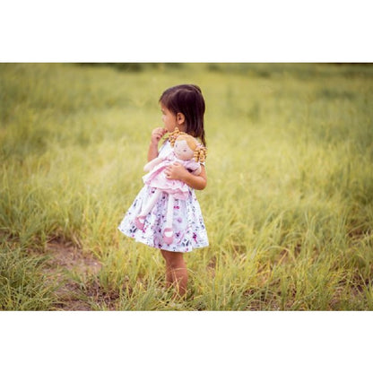 Bonikka Linen Dolls - Bonikka Amelia Lt. Brown Hair Doll in Pink Linen Dress