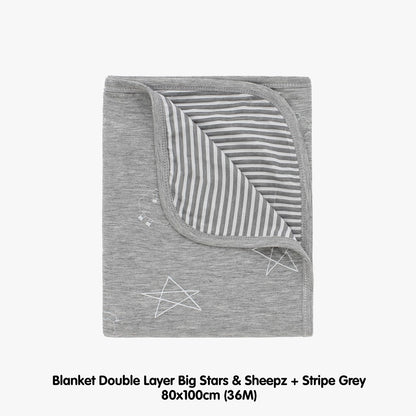 Double Layer Blanket Grey 36M Baa Baa Sheepz / Selimut Bayi 80X100cm