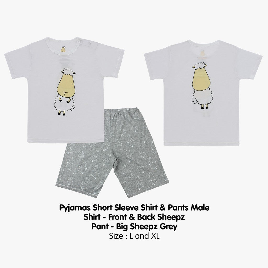Pyjamas Set Front Back Sheepz White Baa Baa Sheepz / Pyjamas Dewasa Baa Baa Sheepz