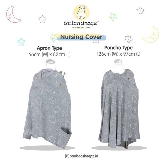 Baabaasheepz Bamboo Nursing Cover Grey Mooky Flower Baabaasheepz / Apron / Bedong / Selimut Bayi