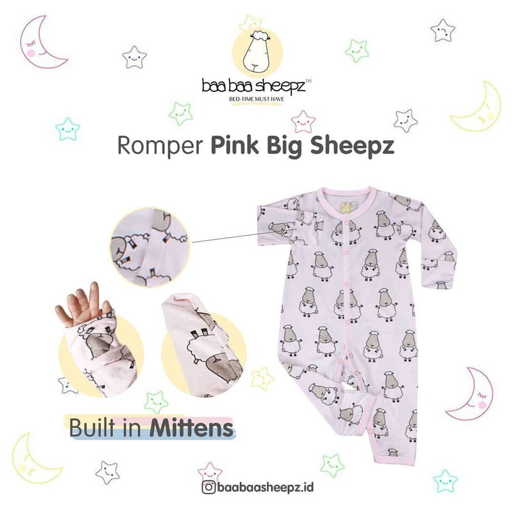 Romper White Big Sheepz Baabaasheepz / Romper Anak Baabaasheepz Lengan Panjang