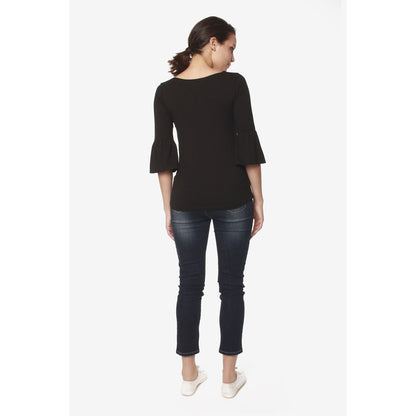 Spring Maternity Long Bell Sleeves Aada Top Black & Navy / Baju Hamil Premium