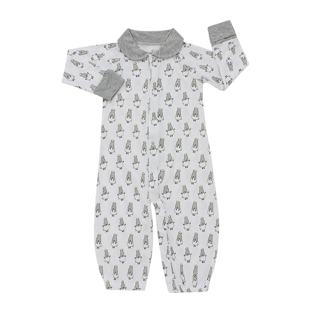 Convertible Gown & Romper  White Baa Baa Sheepz / Romper 2 in 1 Anak Bamboo Cotton Baa Baa Sheepz